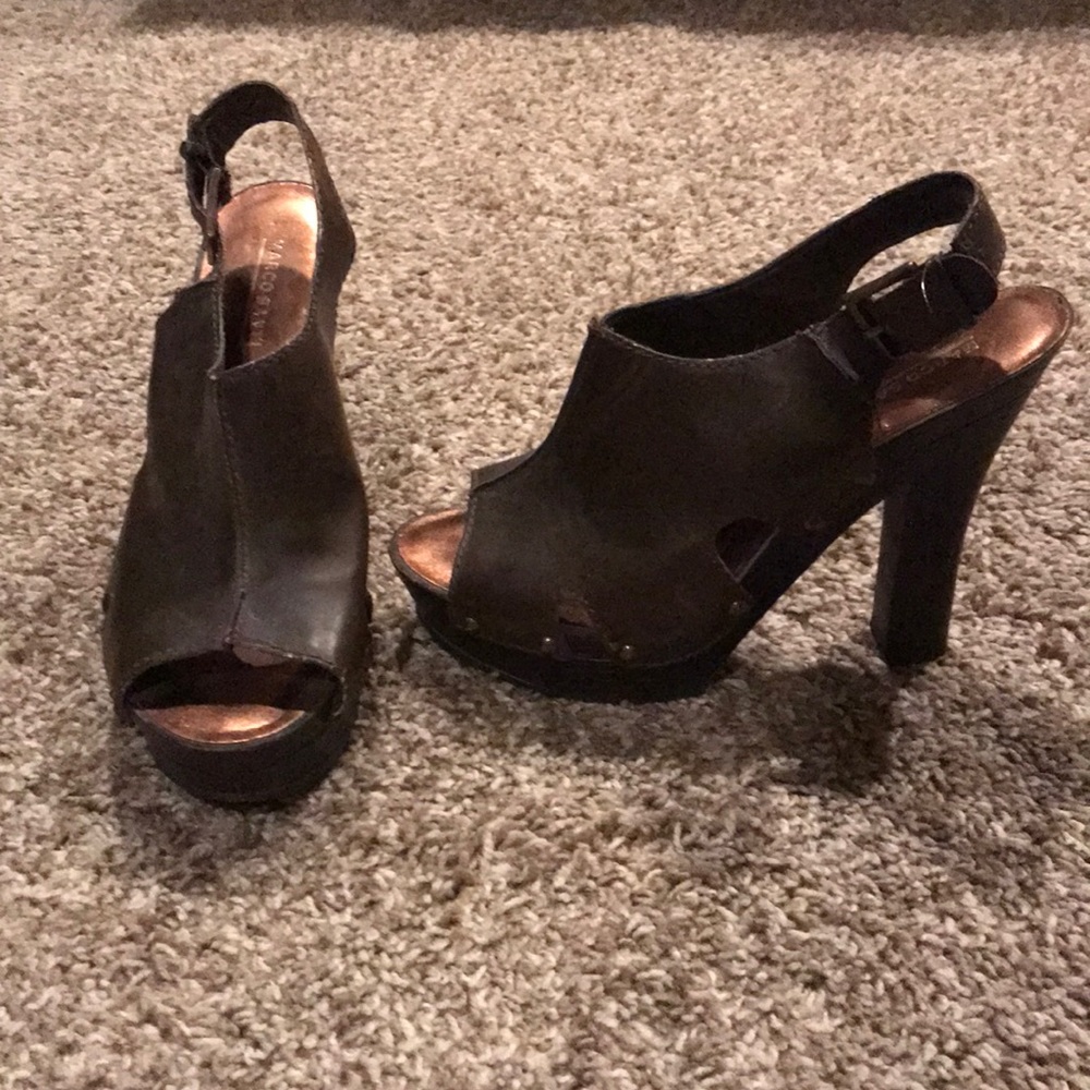 Brown Marco Santi peep toe platform